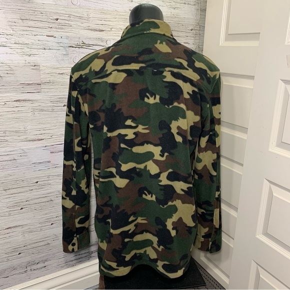 Djab Simons Green Fleece Sweater Jacket Camo Shacket Snap Buttons Sz L Hunting - Picture 5 of 13